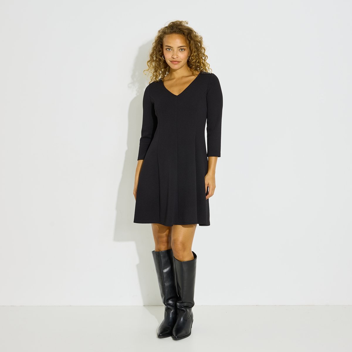Robe maille évasée noir, GRAIN DE MALICE