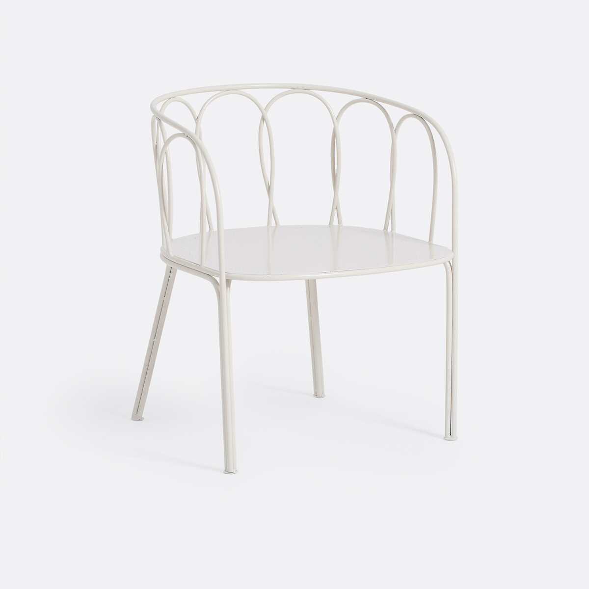 Fauteuil de table de jardin, en métal acier, avec coussins, LACOMO galet, LA REDOUTE INTERIEURS