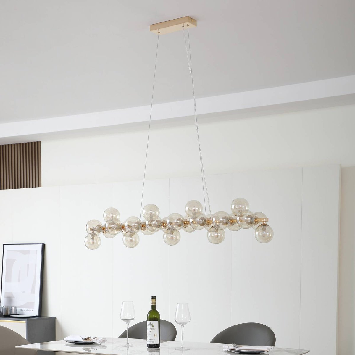 Suspension en métal moderne, Naelen or, cognac, LUCANDE