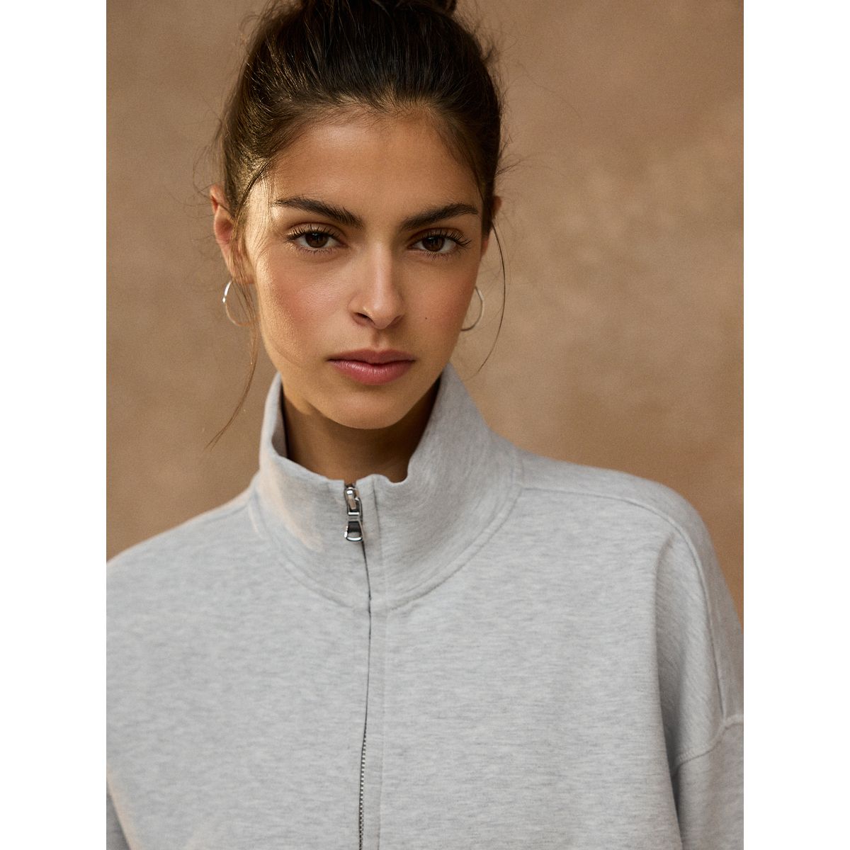 Veste zippée en néoprène doux gris, NEXT