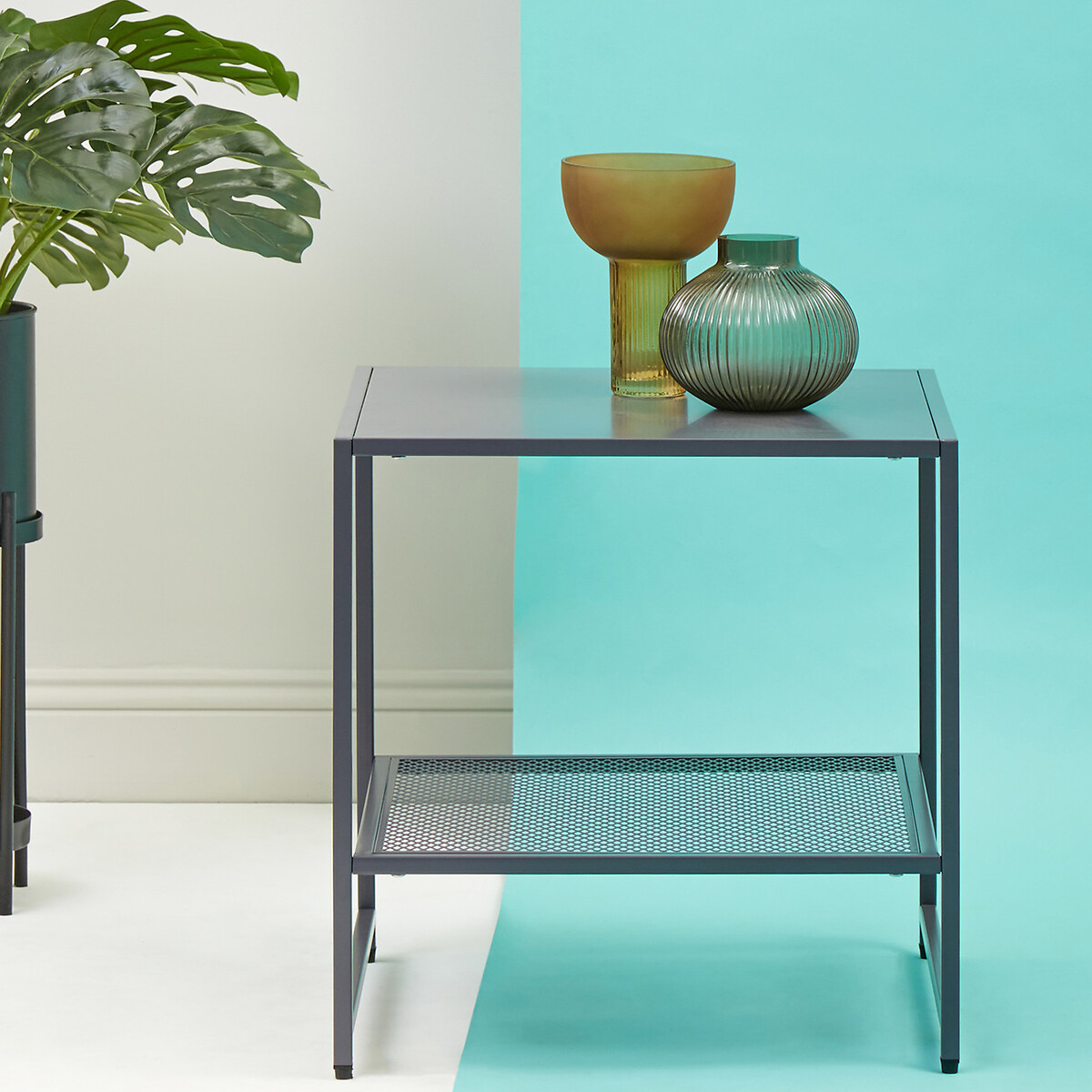 Jett Industrial Metal Square Side Table grey, SO'HOME