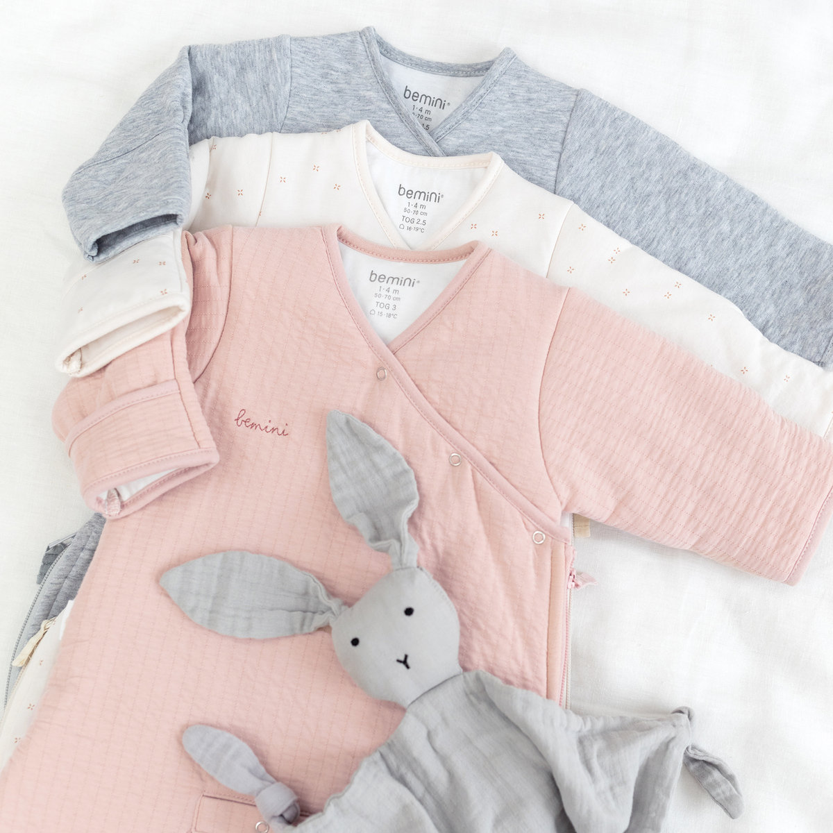 Gigoteuse avec moufles hiver - TOG 3 Moelleux bien chaud blush, BEMINI