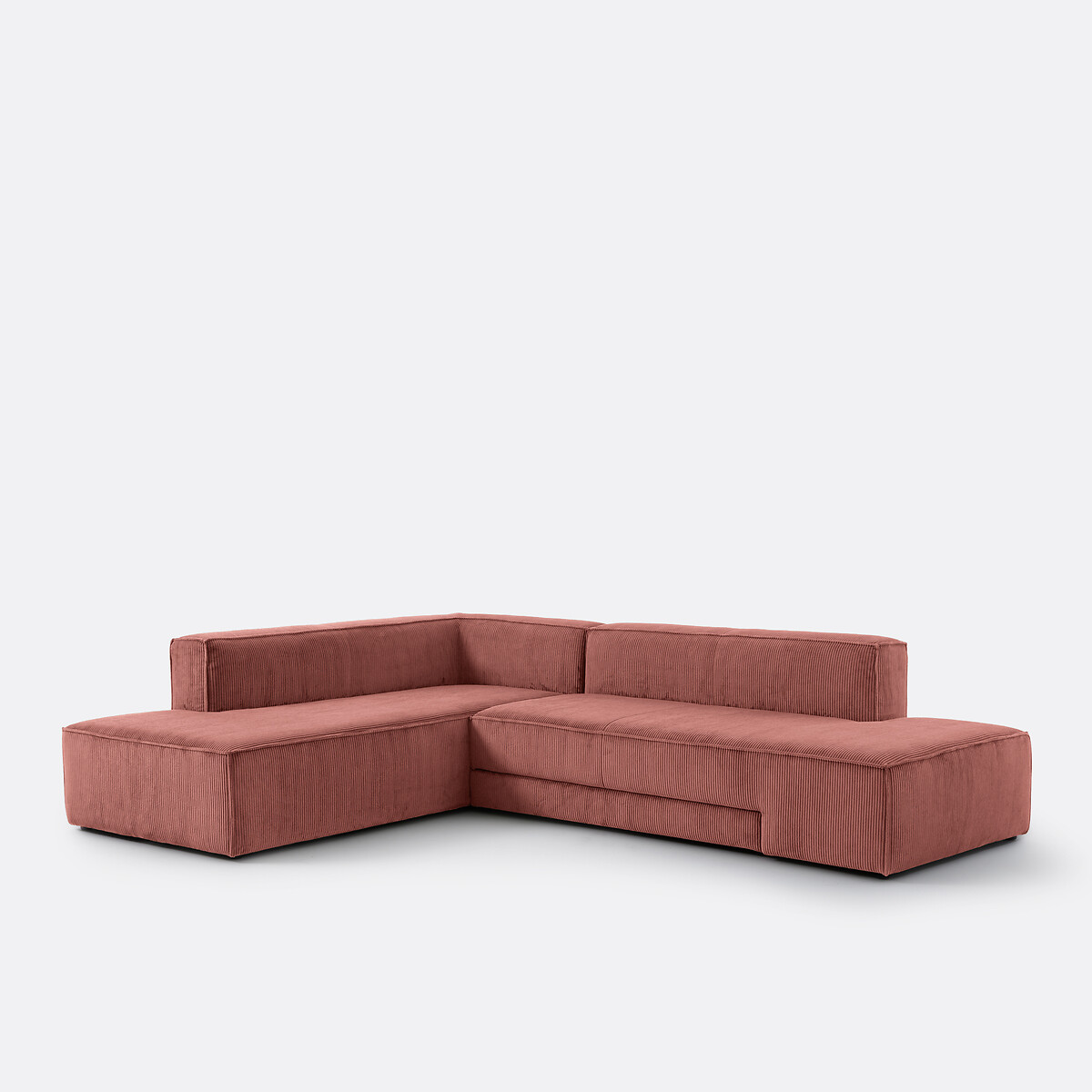 Ecksofa, ausziehbar, Cord, Ginosa altrosa, LA REDOUTE INTERIEURS