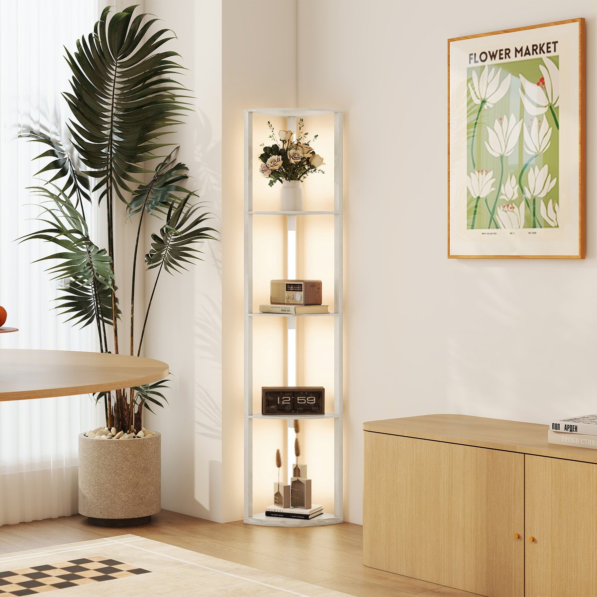 Lampadaire MDF Chêne chêne, HOMCOM