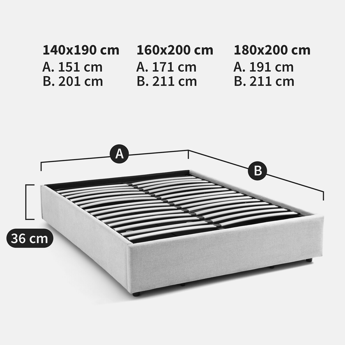 Lit coffre avec sommier relevable, Papilla ecru, LA REDOUTE INTERIEURS