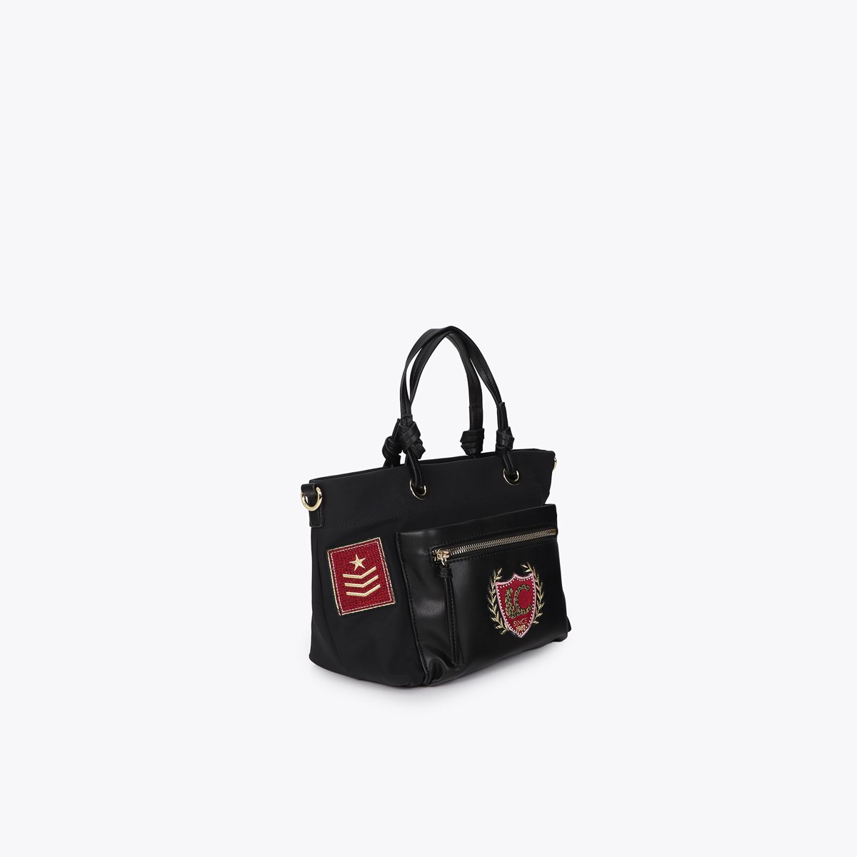 Sac à bandoulière avec patchs et broderies noir, LOLA CASADEMUNT