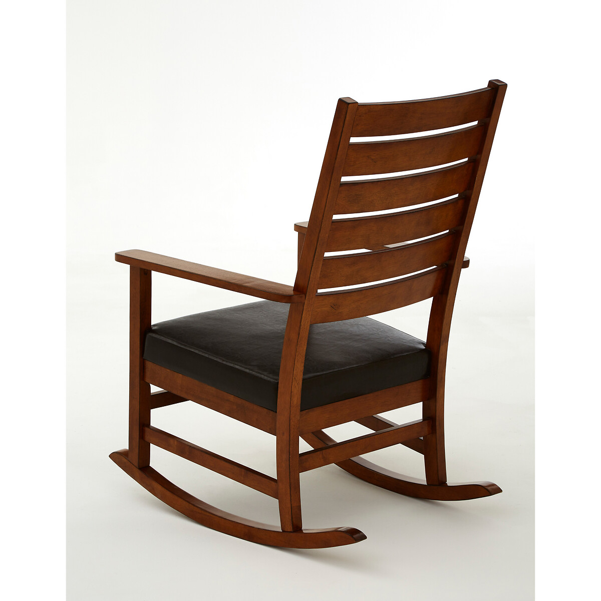 Brackstone Hevea Wood and Leather Rocking Chair brown , SO'HOME