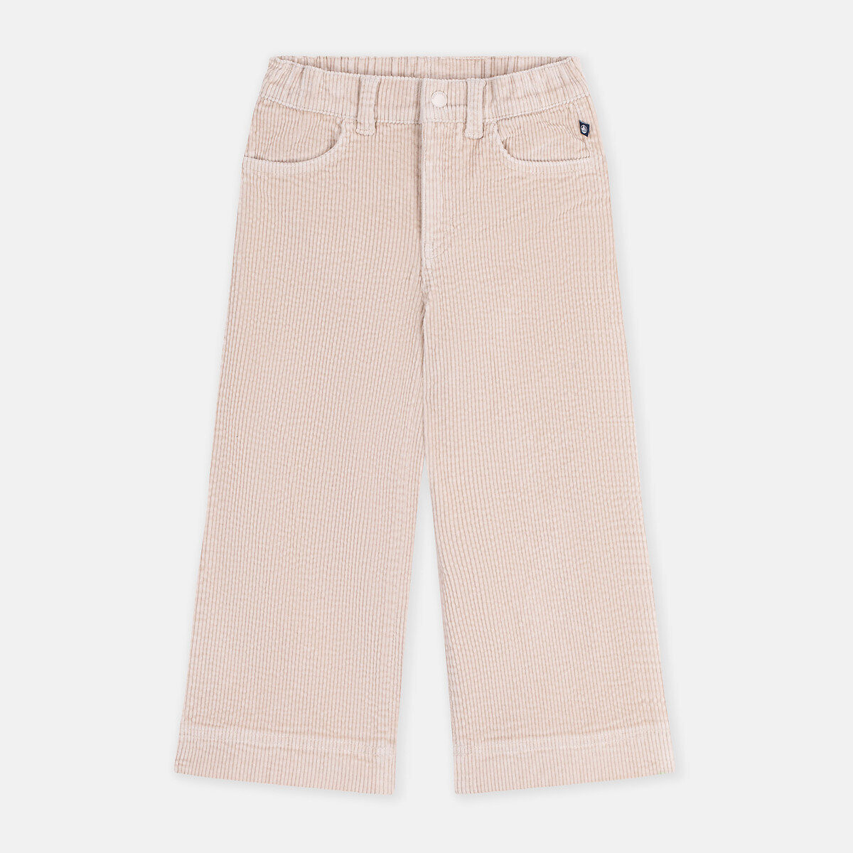 Pantalon flare en velours beige, PETIT BATEAU