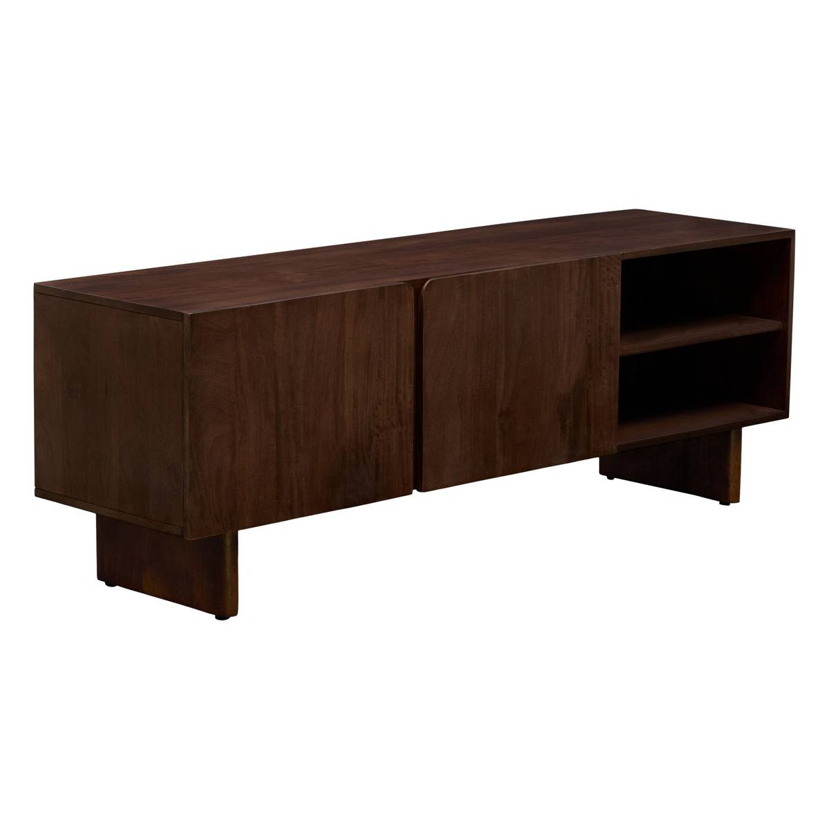 Meuble TV rectangulaire avec portes en manguier NYERO marron, ATMOSPHERA