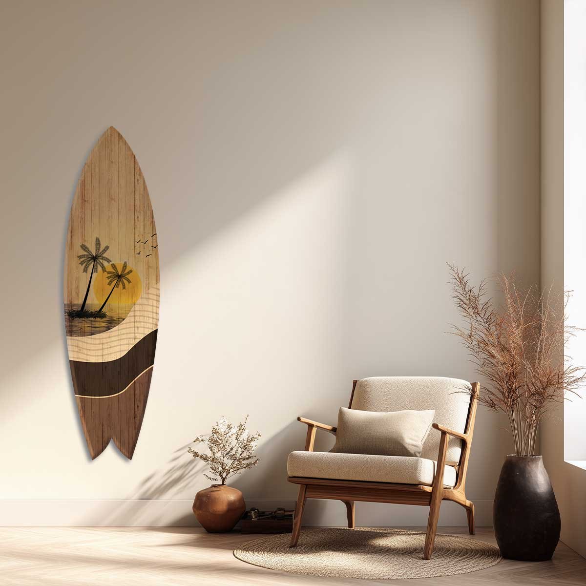 Planche de surf décorative Sunset Ride tableau alu dibond, HEXOA