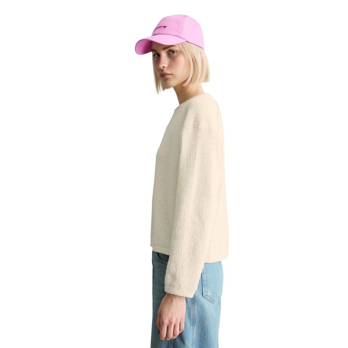Pull-over regular en fil Cotton Slub blanc naturel, MARC O’POLO DENIM