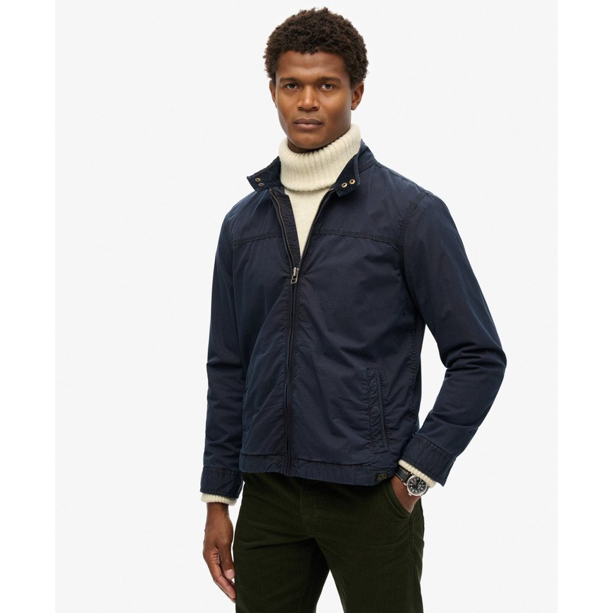 Blouson Harrington classique bleu marine éclipse, SUPERDRY