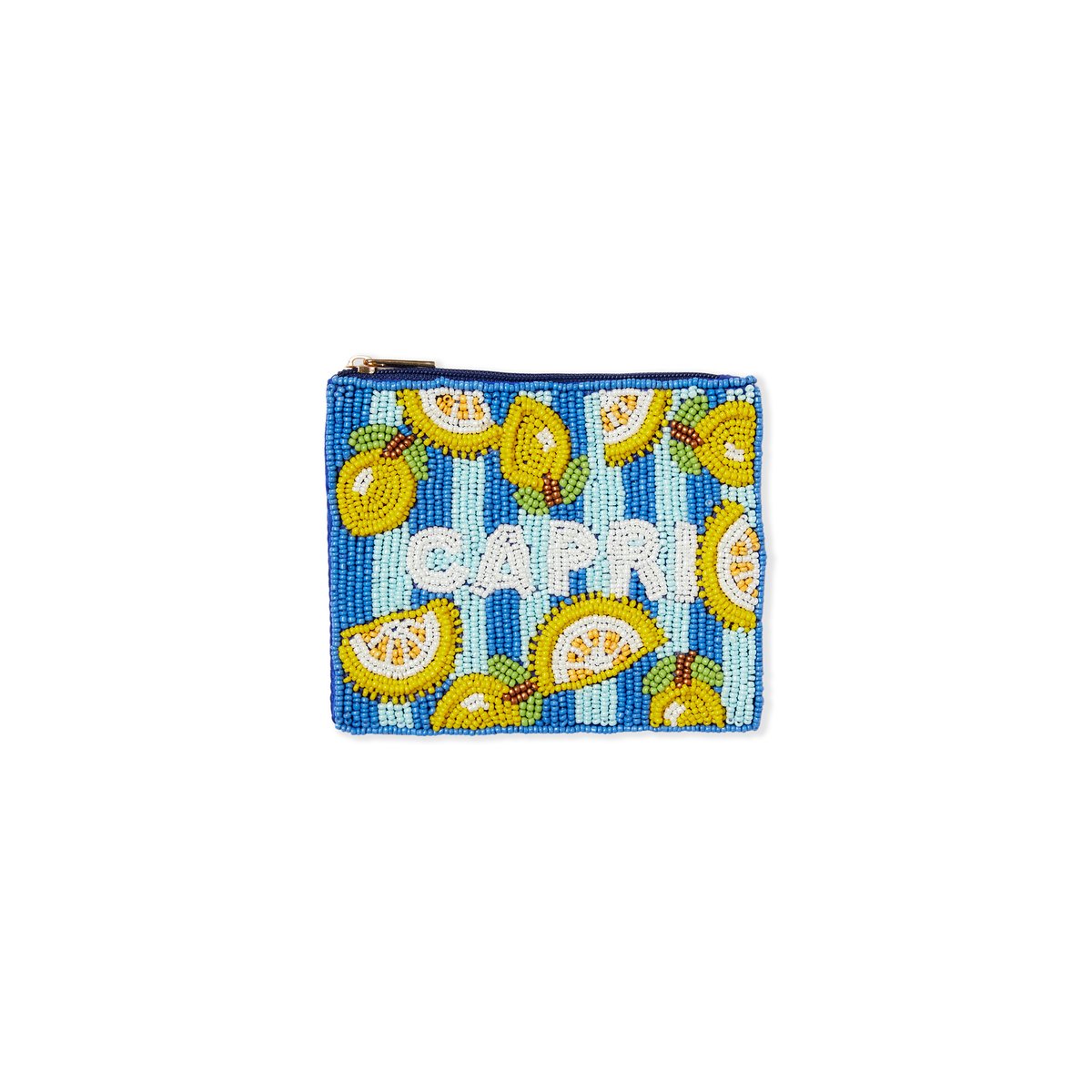 Pochette perlée à motif citron IRENE bleu vif, ETAM