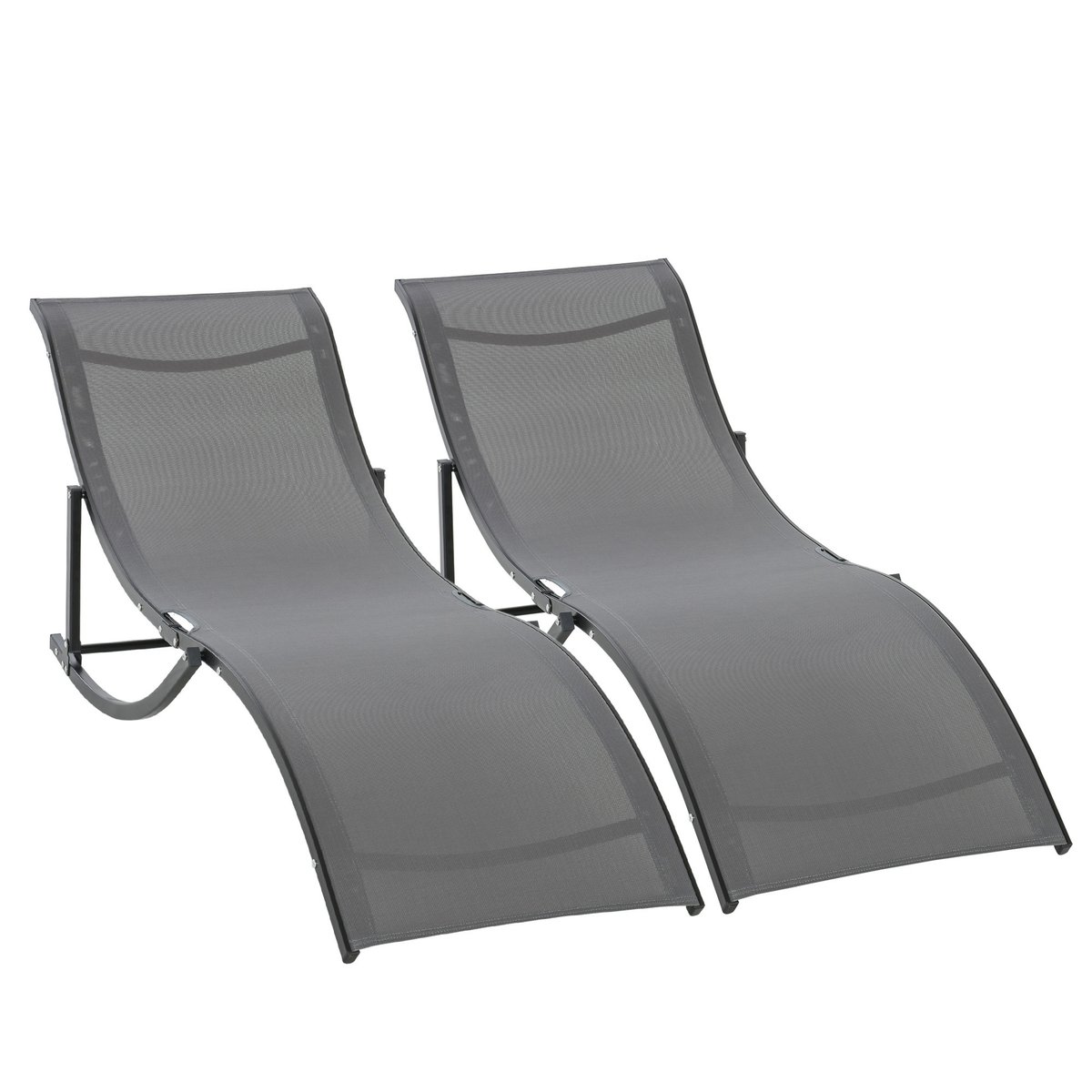 Ensemble de chaises longues Aluminium Gris anthracite, OUTSUNNY