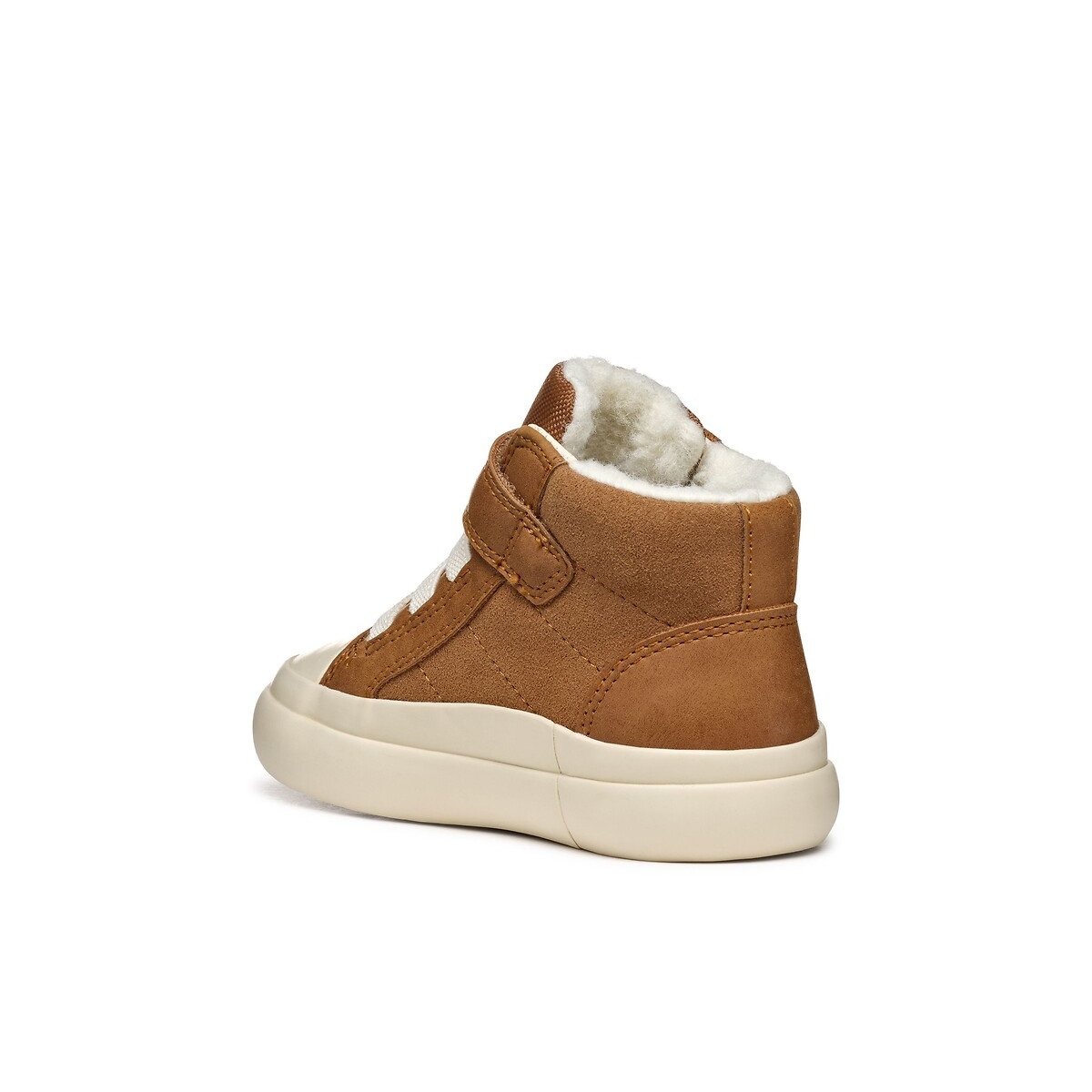 Kids Gisli Faux Fur-Lined High Top Trainers brown, GEOX