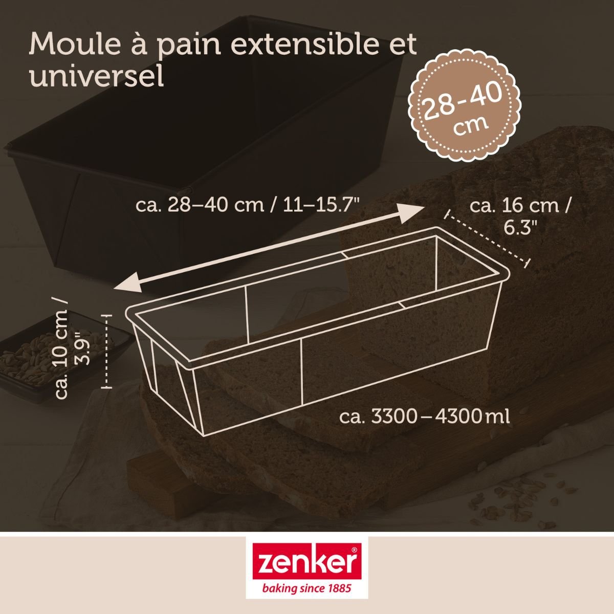 Set de 4 ustensiles de pâtisserie moule à gâteaux bol et spatule noir, ZENKER