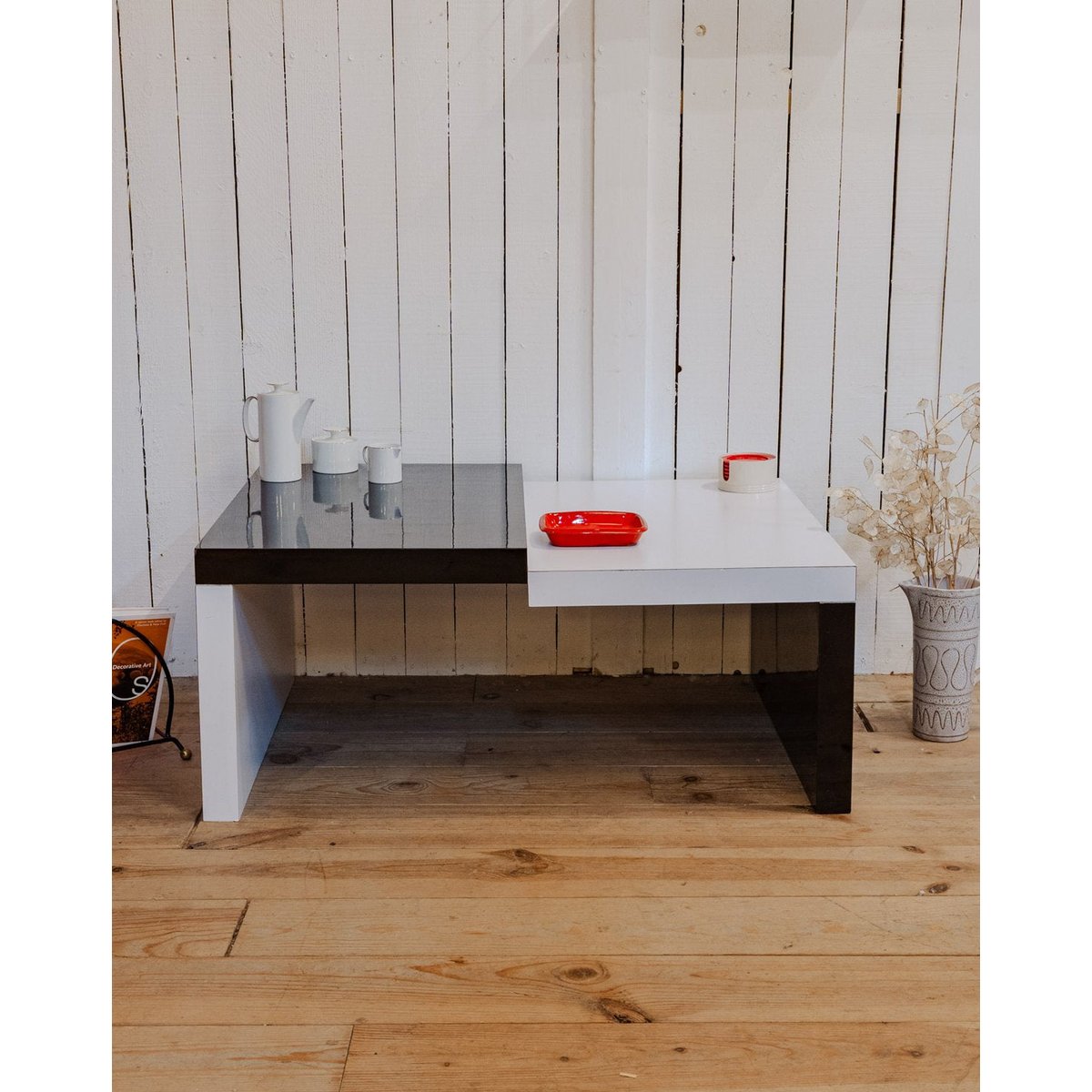 Table basse en bois noir et blanc Donna N°983 - Bon état noir, DEBONGOUT