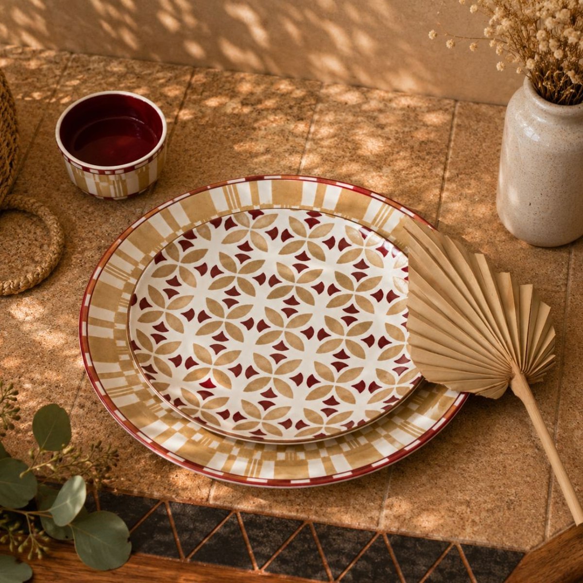 Lot de 6 grandes assiettes, SABELA beige, ARTIME