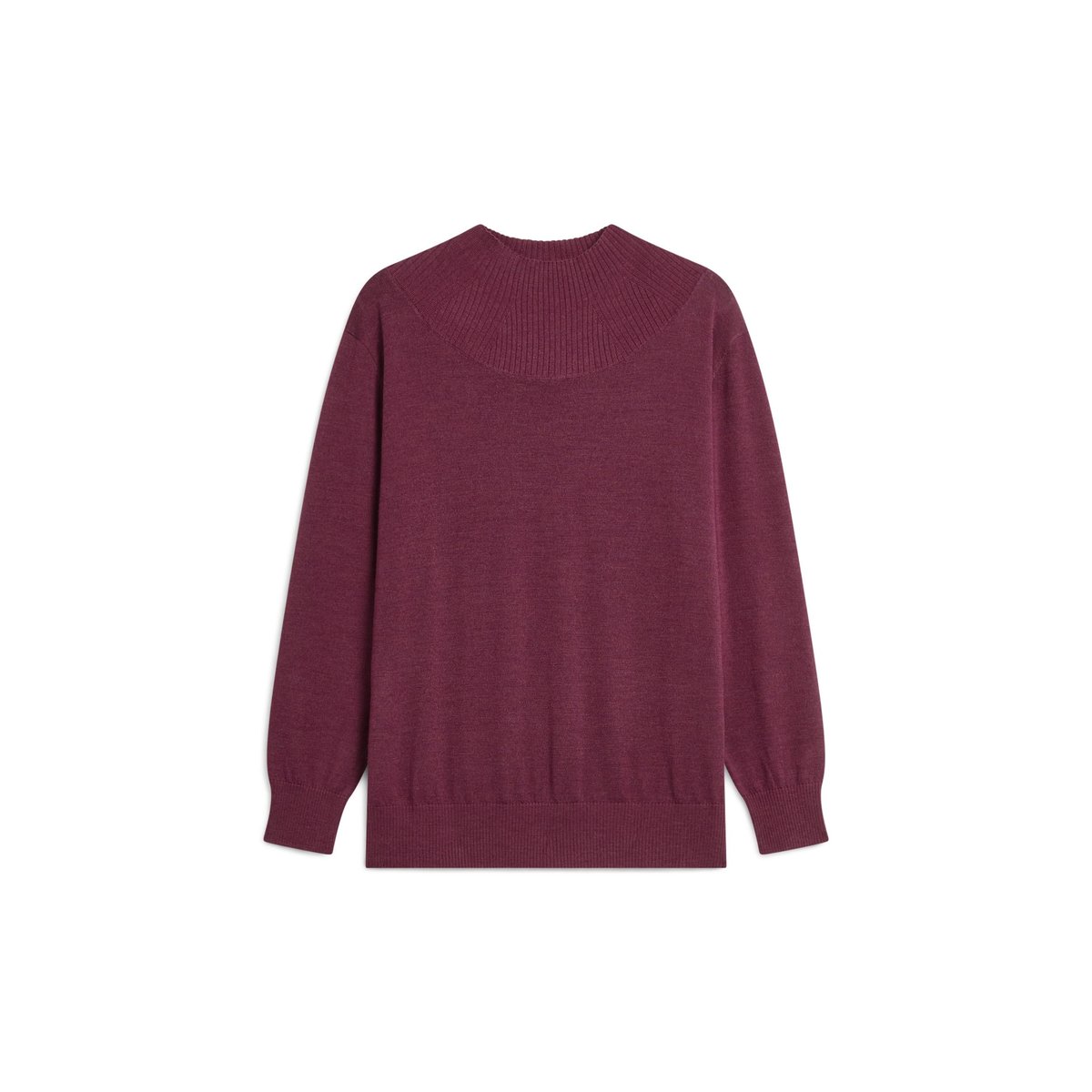 Pull col montant en laine mérinos violet prune, RODIER