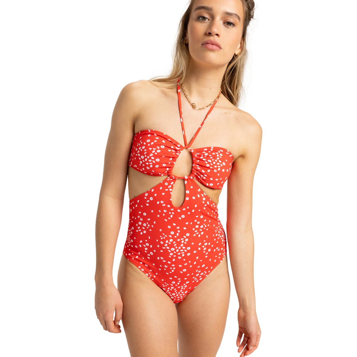 Maillot de bain une pièce PT BEACH CLASSICS. rouge poppy red dancing ditsy swim, ROXY