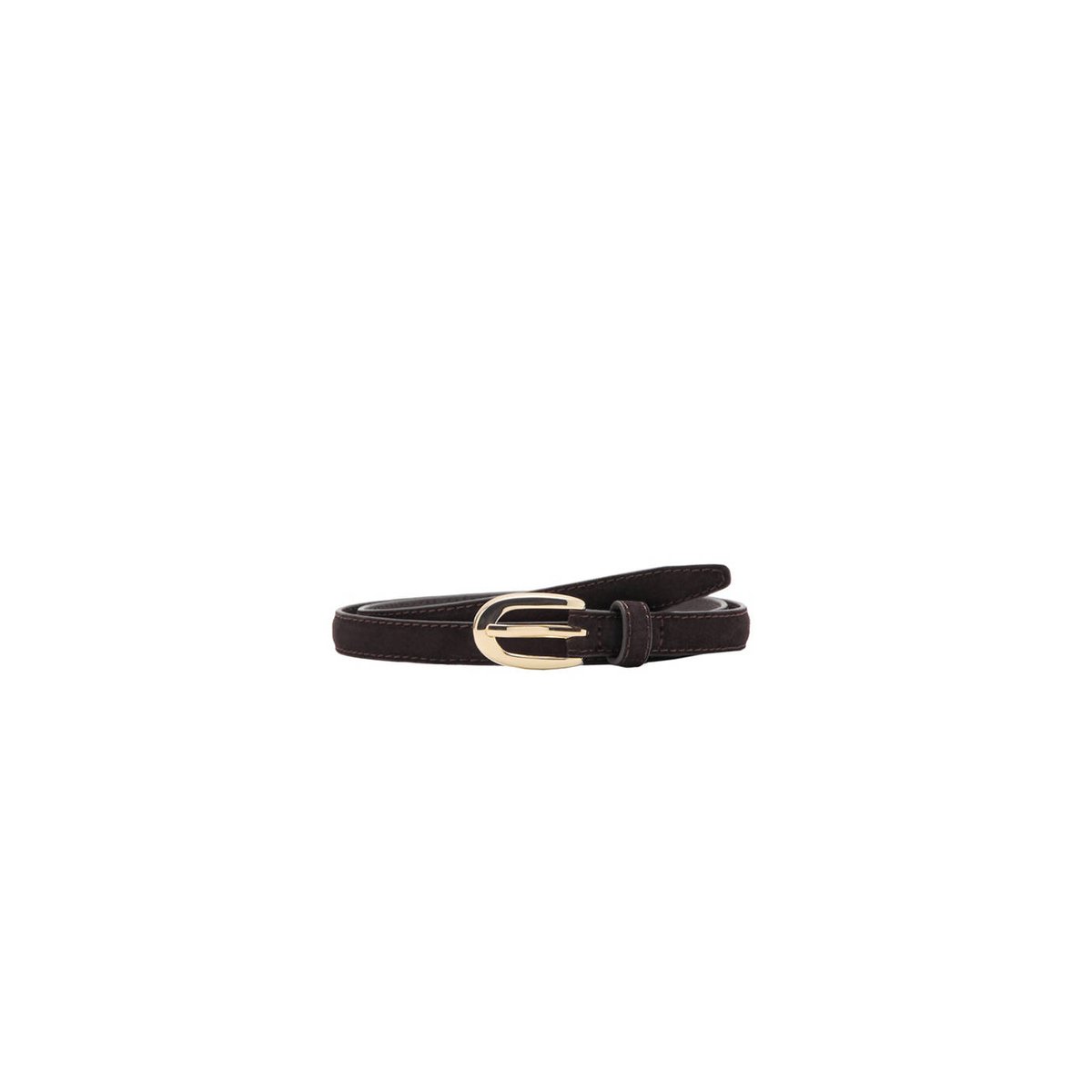 Ceinture fine cuir daim chocolat, MANGO