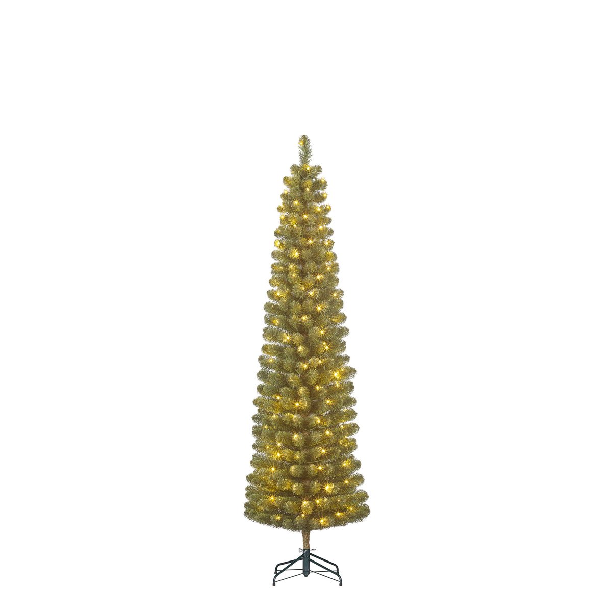 Sapin de Noël artificiel étroit avec LED H185 cm CHARLTON vert, BLACK BOX TREES