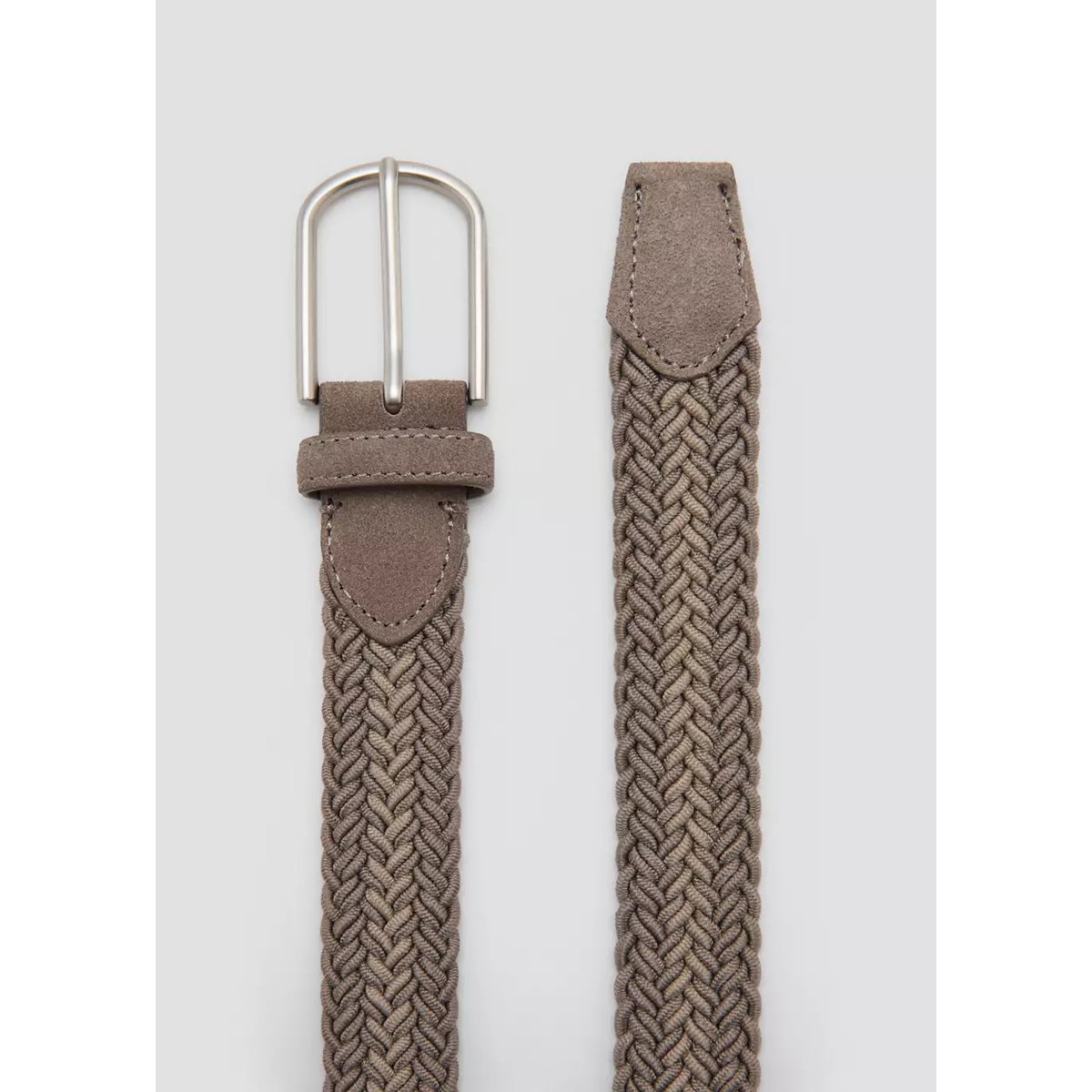 Ceinture tressée élastique gris, MANGO MAN