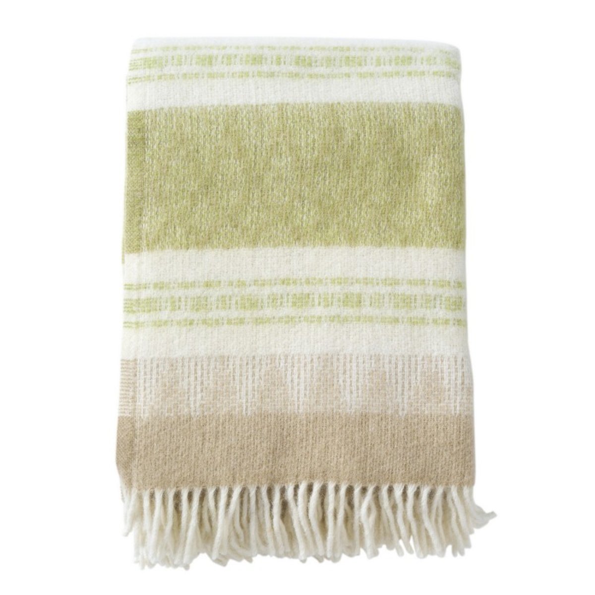 Plaid laine suédoise  FREJA vert anis, KLIPPAN