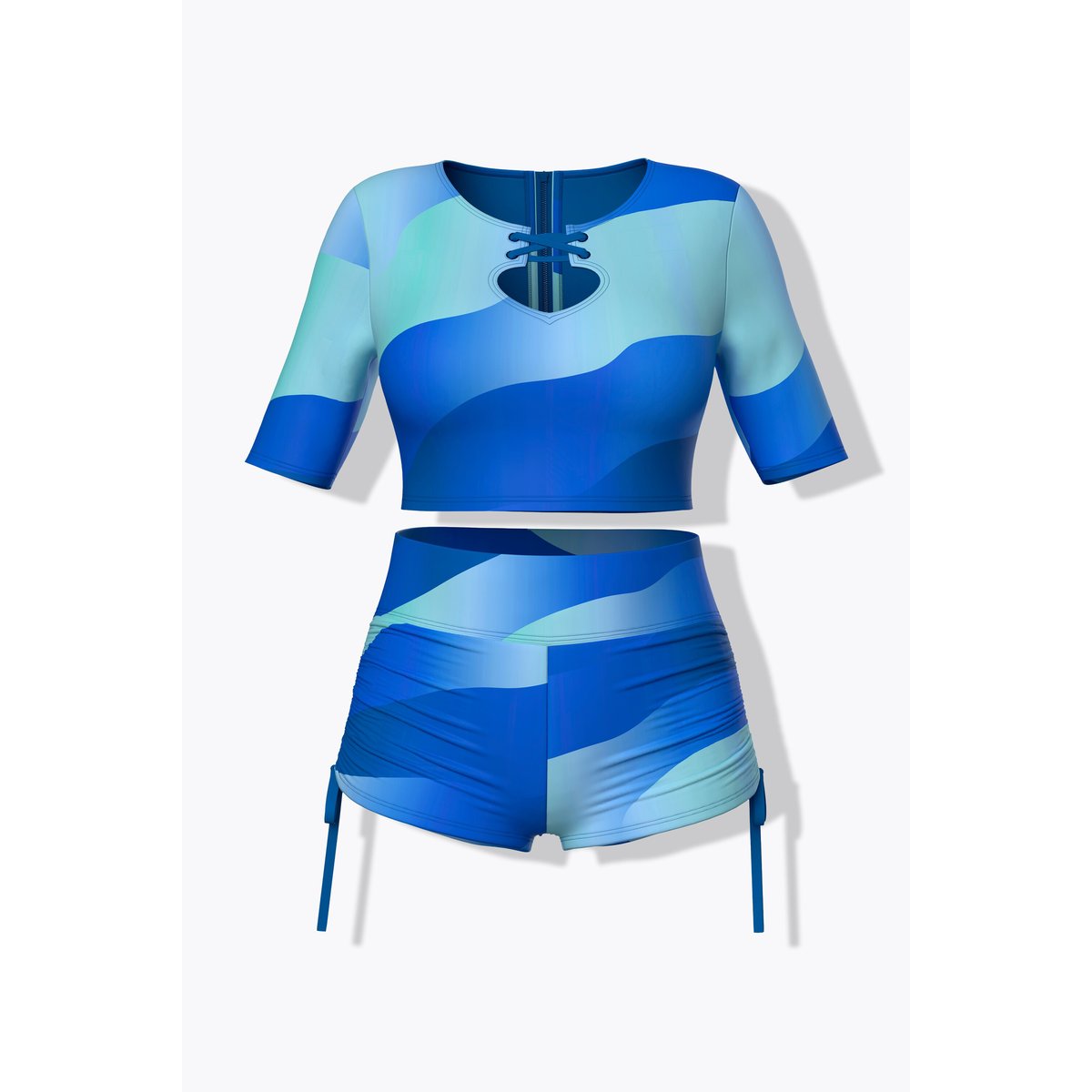 Bikini avec bonnets souples, manches courtes bleu roi, ULLA POPKEN