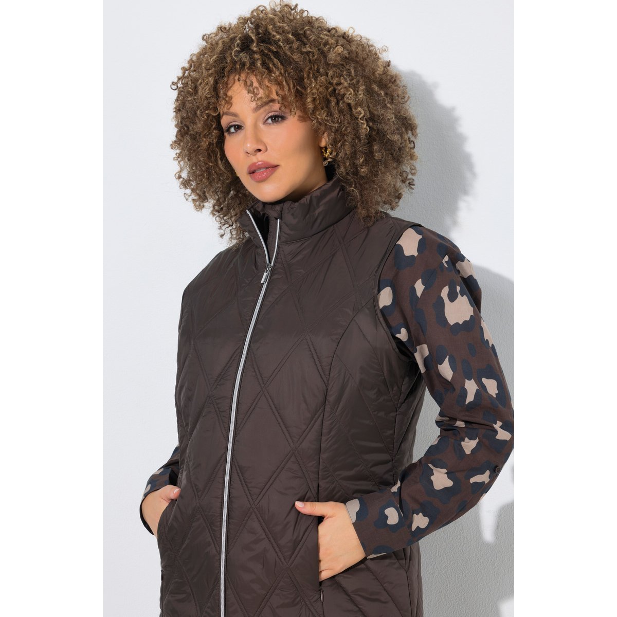 Veste sans manches HYPRAR, col montant chocolat noir, ULLA POPKEN