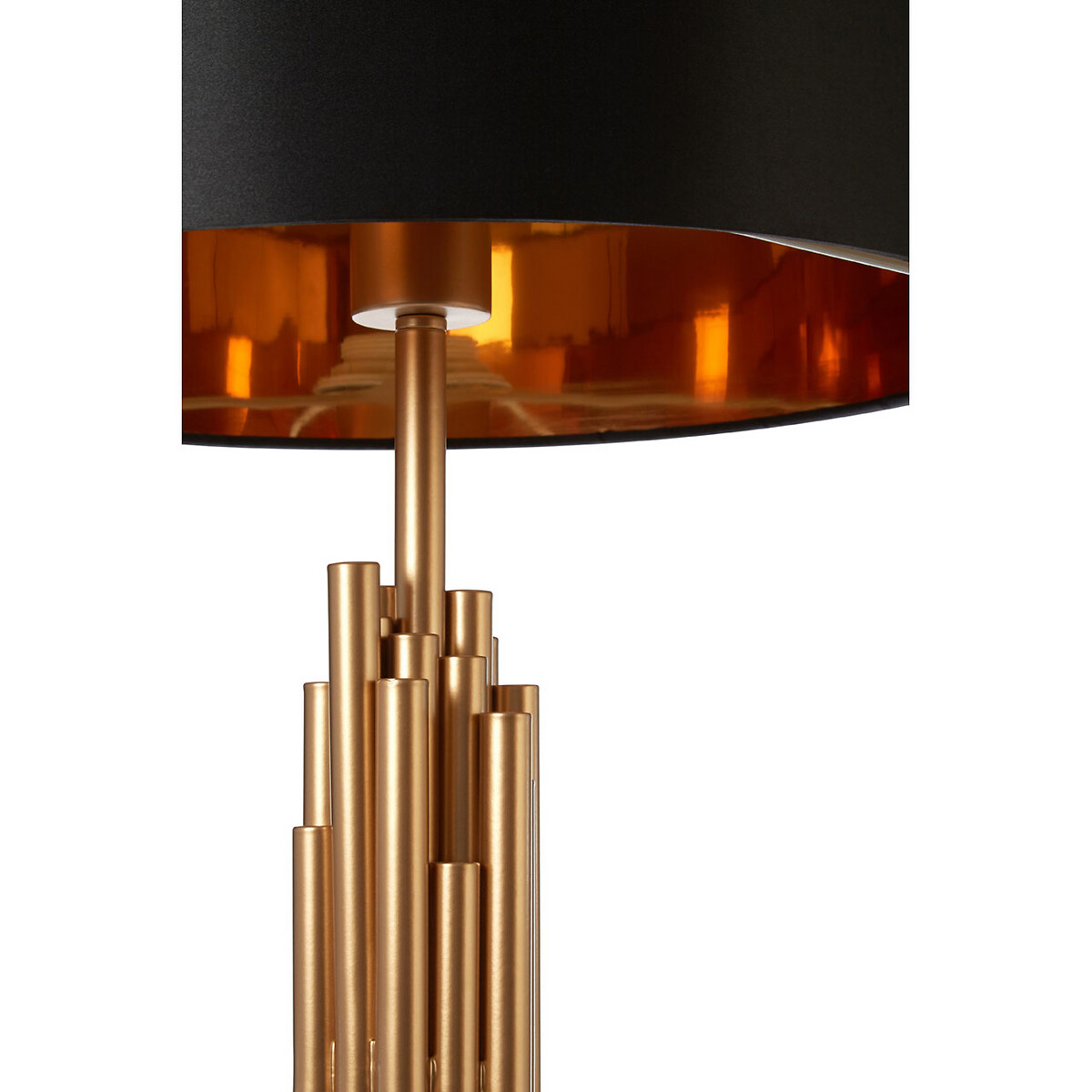 Maxine Art Deco Table Lamp with Black Shade in Gold aged brass, FIFTY FIVE SOUTH