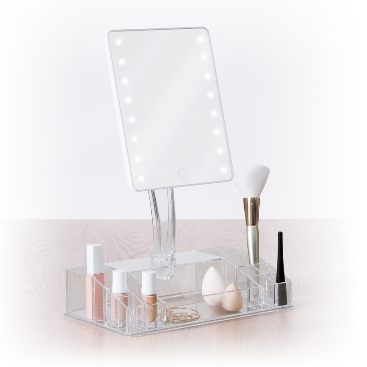 Miroir LED 14 compartiments de rangement SELENA argent, 5FIVE SIMPLY SMART