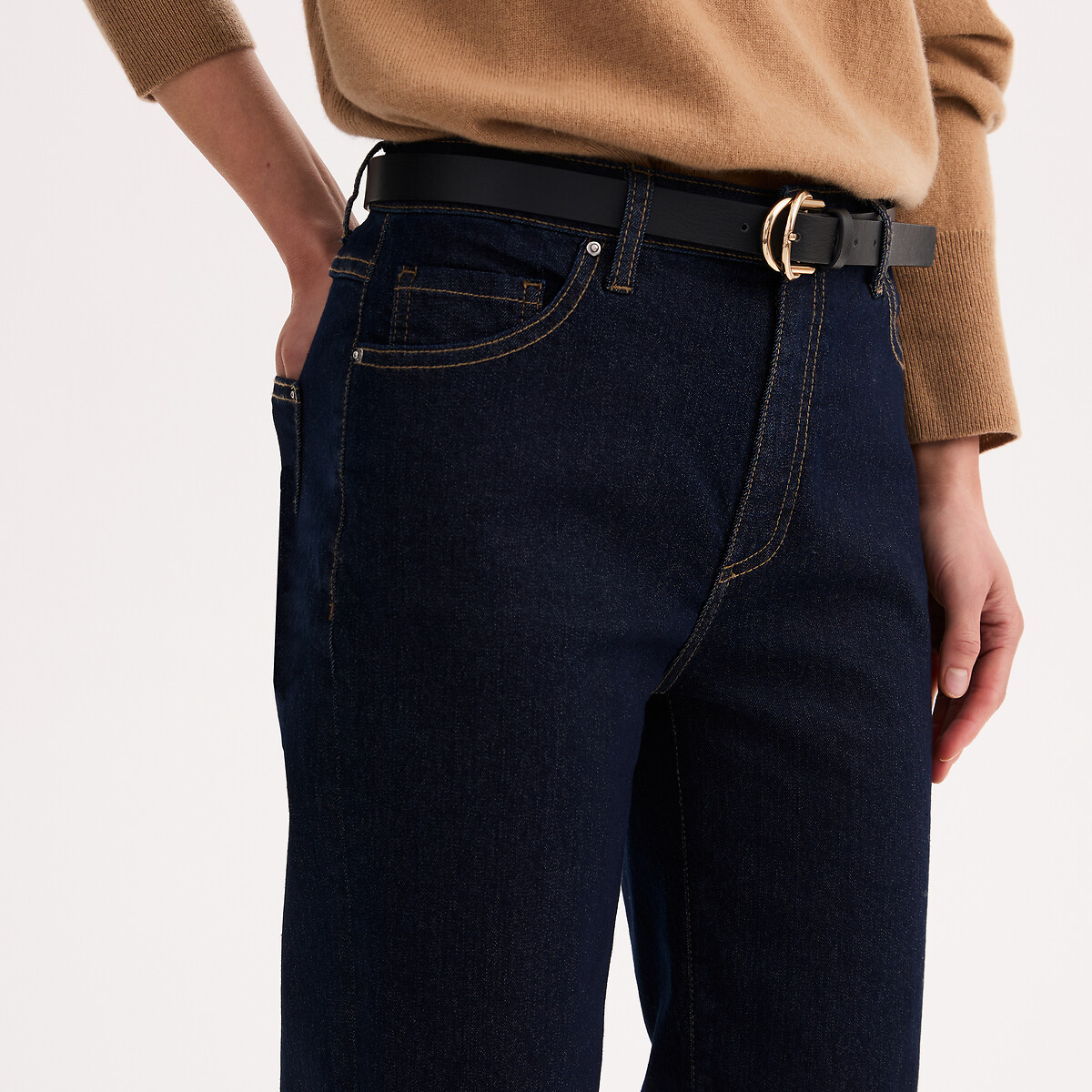 Jean droit stretch taille standard bleu brut, ANNE WEYBURN