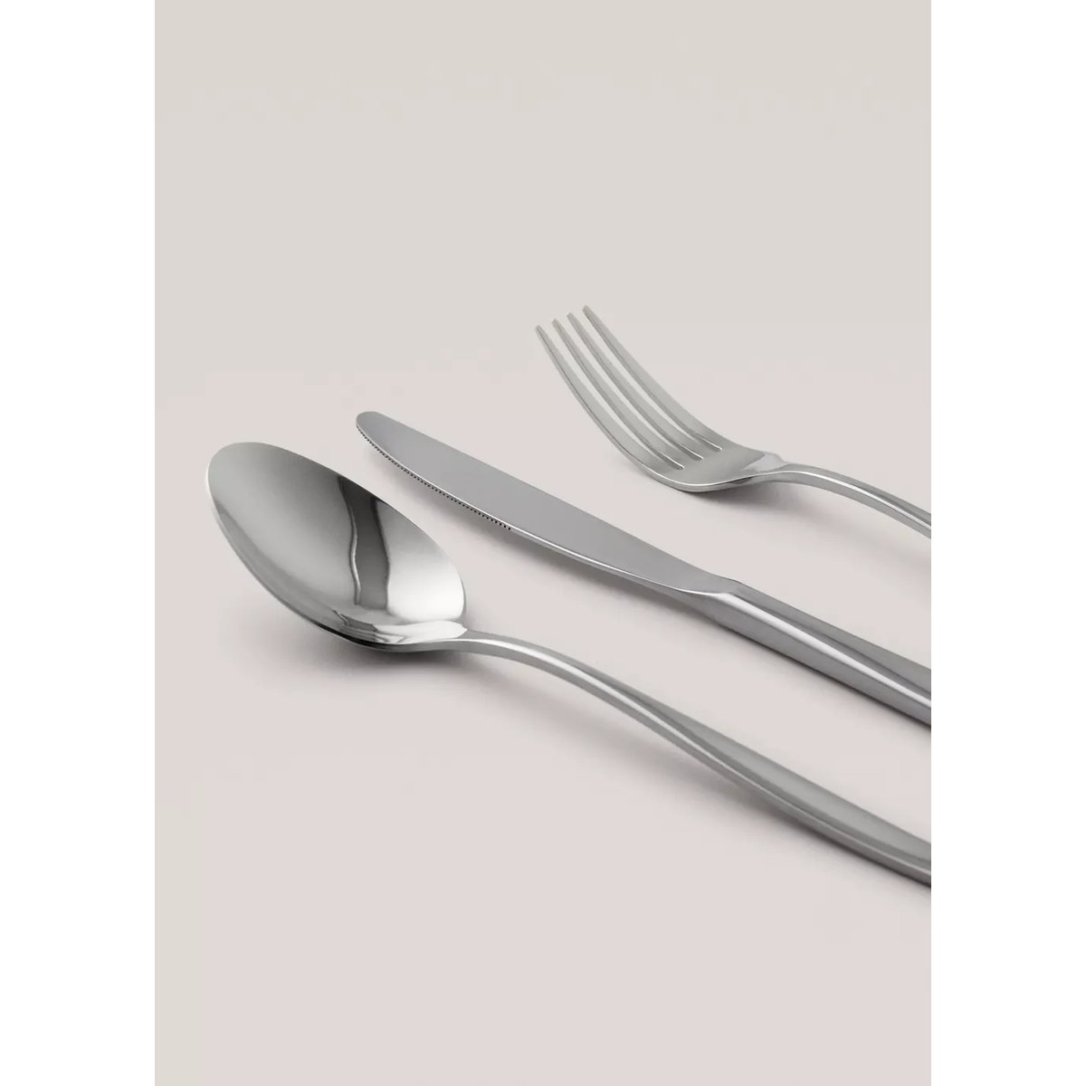Ensemble de couverts 3 pièces en acier inoxydable à manche fin argent, MANGO HOME