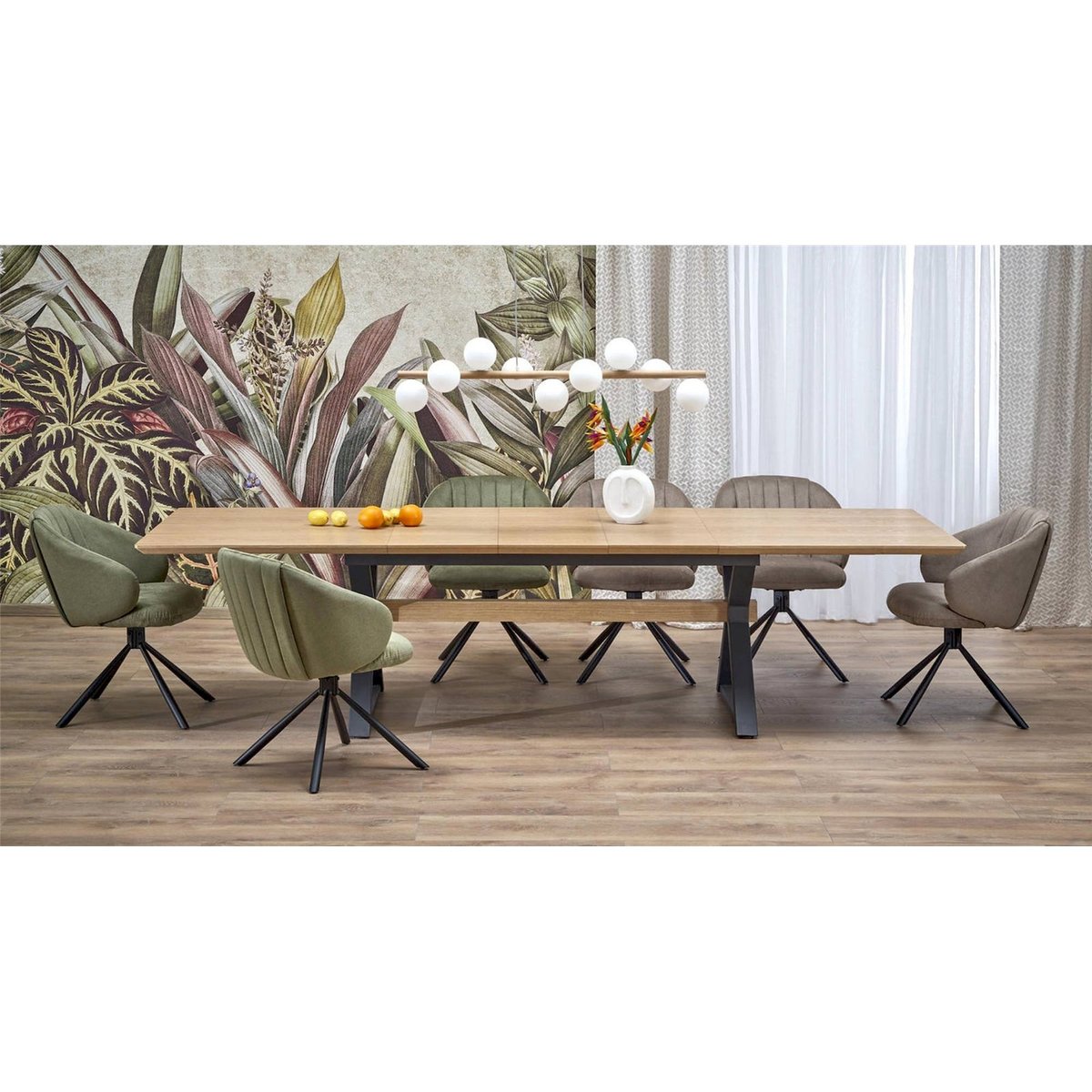 Table extensible collection RIGALLY chêne naturel et noir, RECOLLECTION