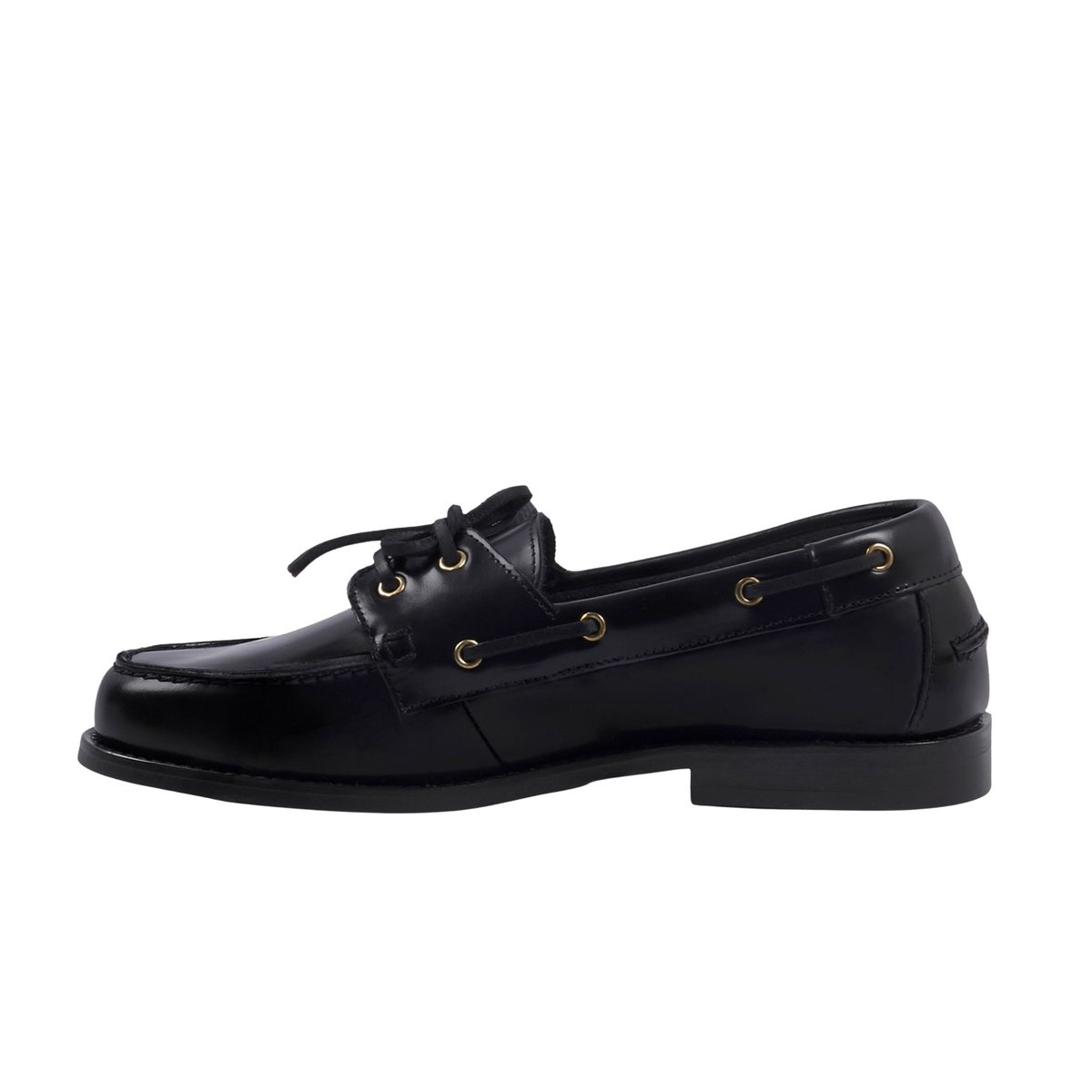 Mocassins bateau Thelma cuir vernis noir, JULES & JENN