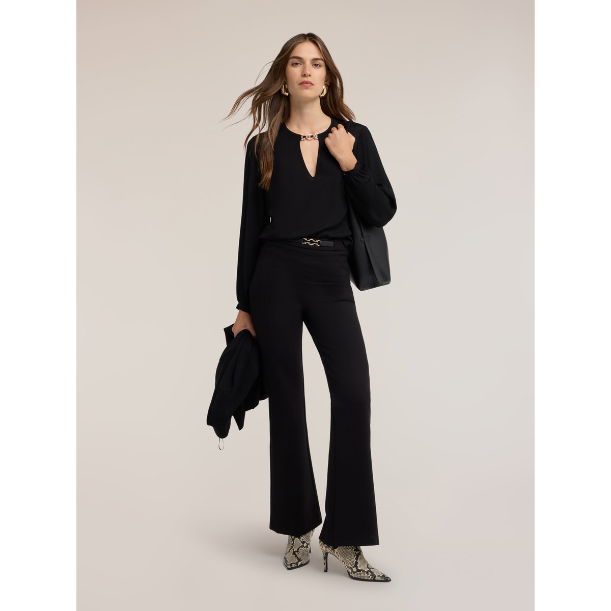 Pantalon flare avec ceinture noir, MOTIVI