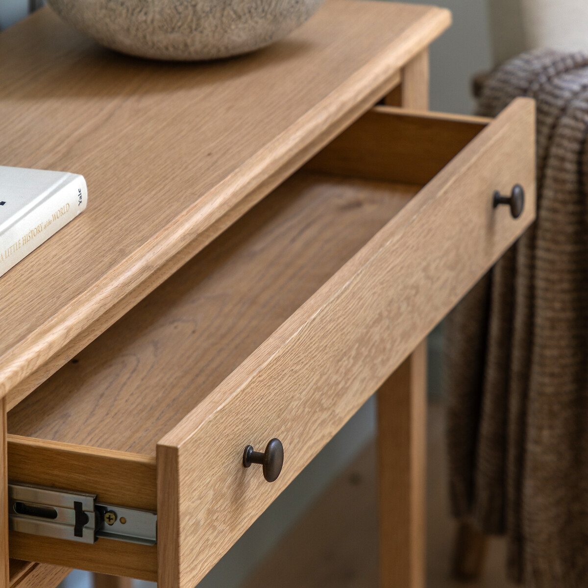 Harriet Oak 1 Drawer Console Table light oak wood, SO'HOME