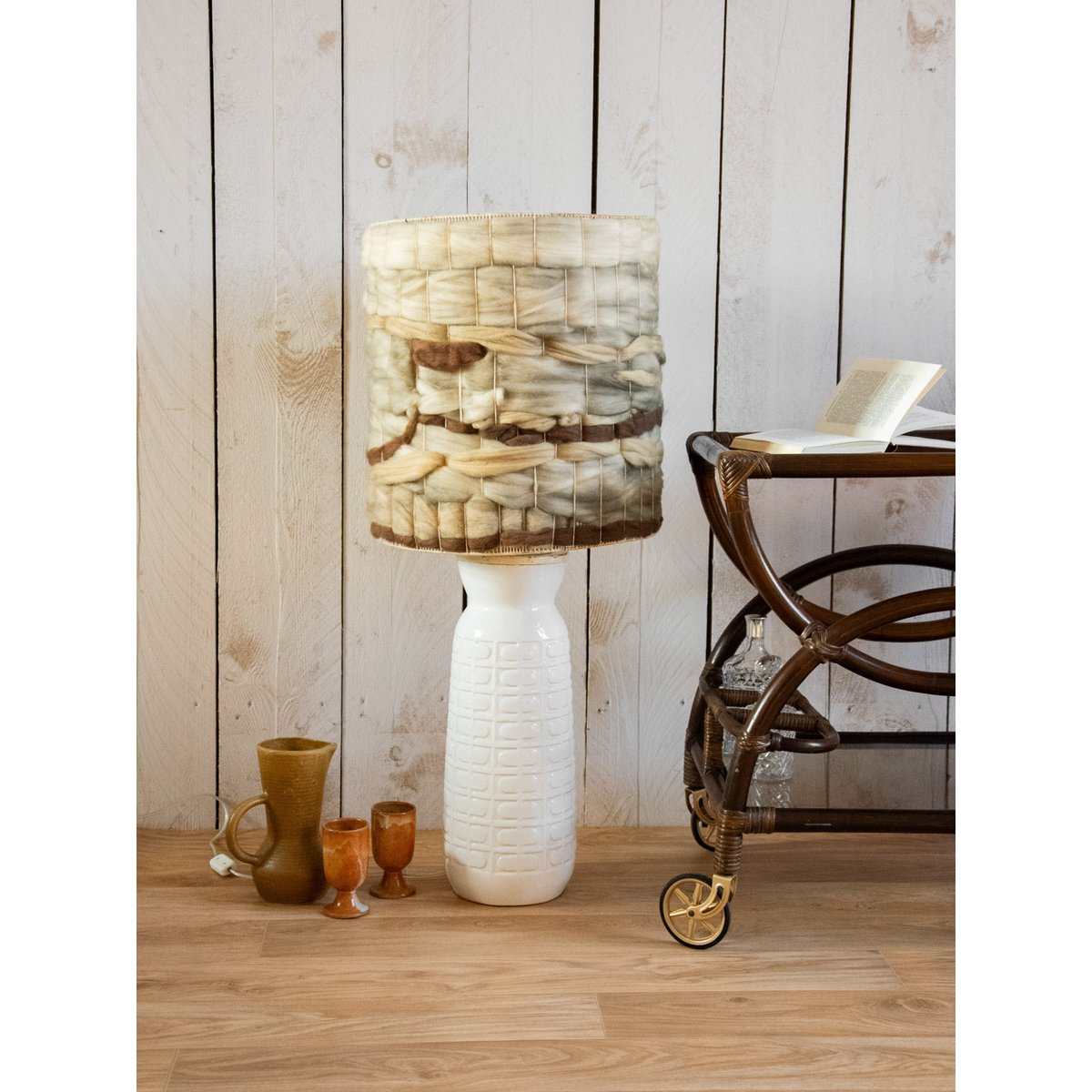Lampe à poser en laine Julia N°575 - Bon état beige, DEBONGOUT