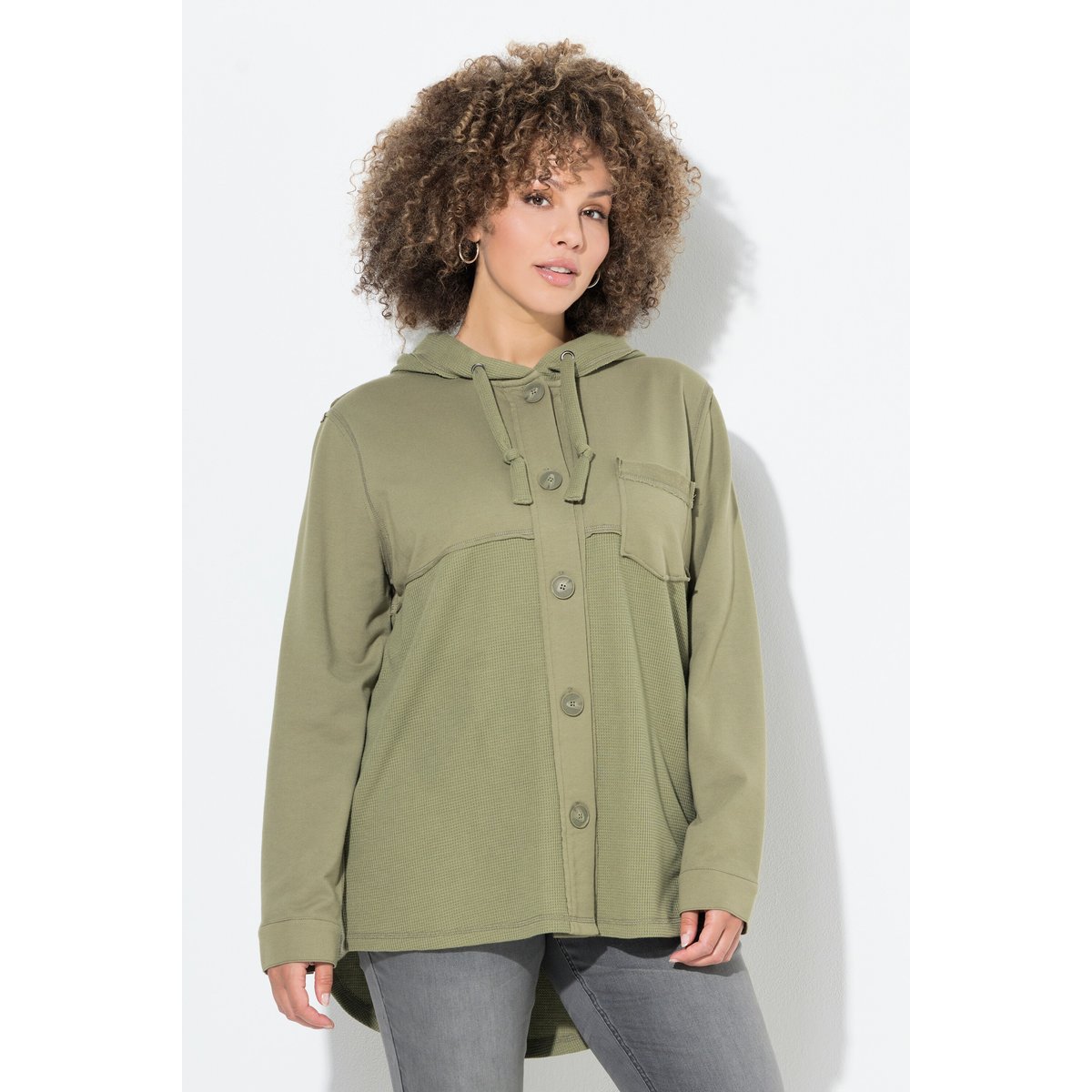 Veste en molleton gaufré vert étang, ULLA POPKEN