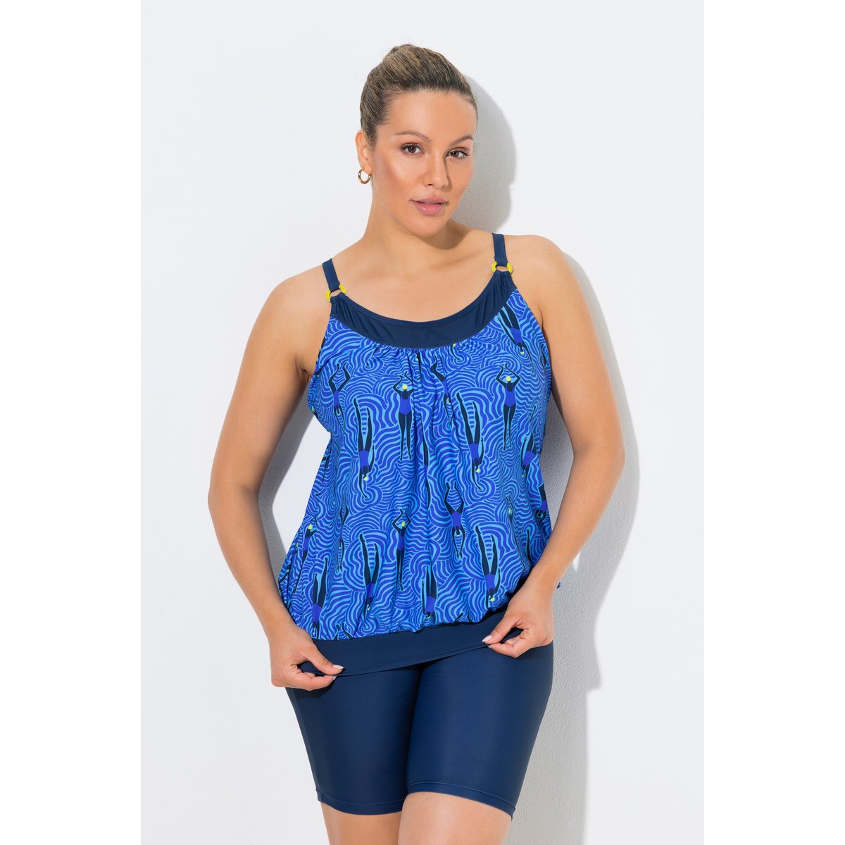 Tankini motif nageuses bleu asphalte, ULLA POPKEN