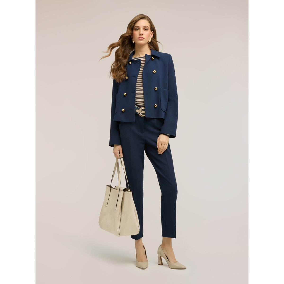 Veste croisée avec poches plaquées bleu, MOTIVI