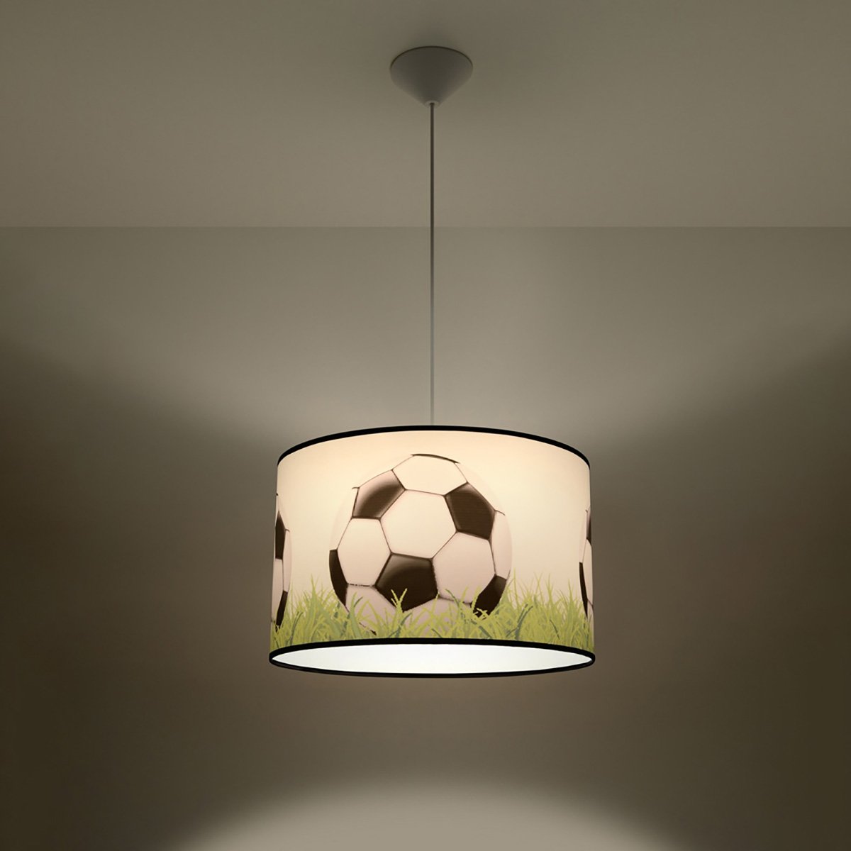 Suspension PVC Blanc/noir/vert E27 1 Football C40 blanc, EDEN
