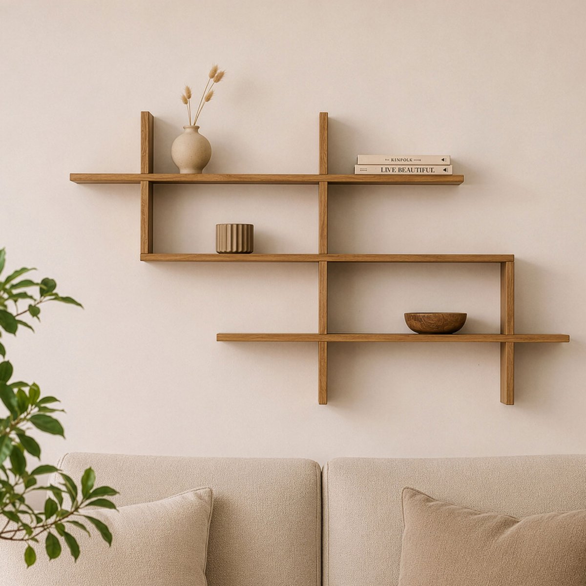 Étagère murale en bois L150cm- GRAPH bois clair, DRAWER