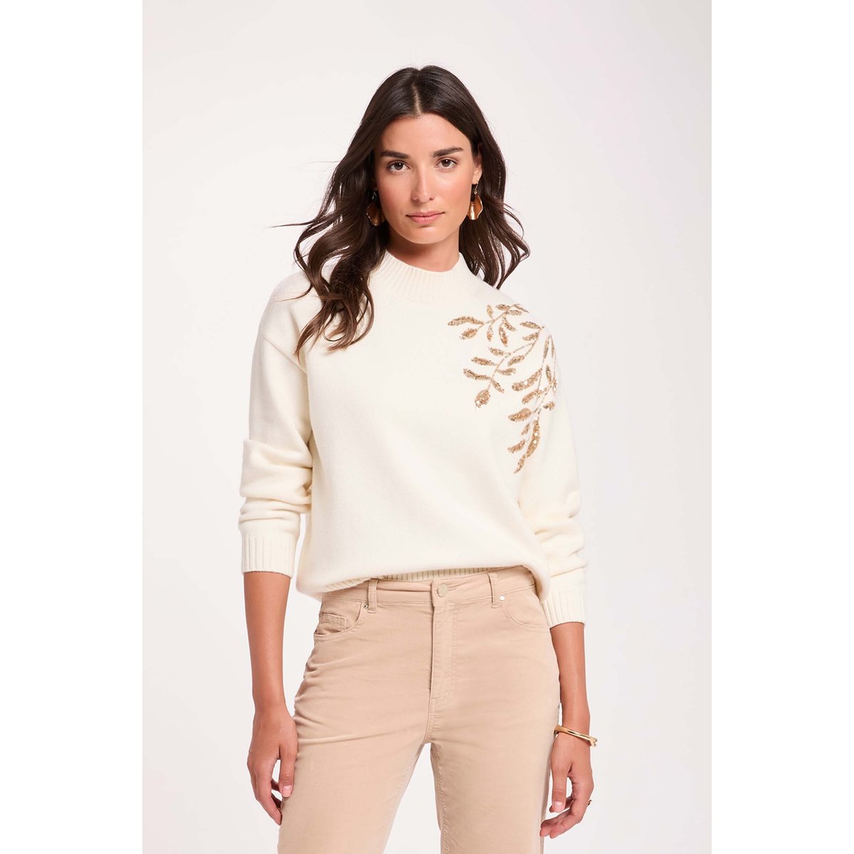 Pull col montant ivoire, MORGAN
