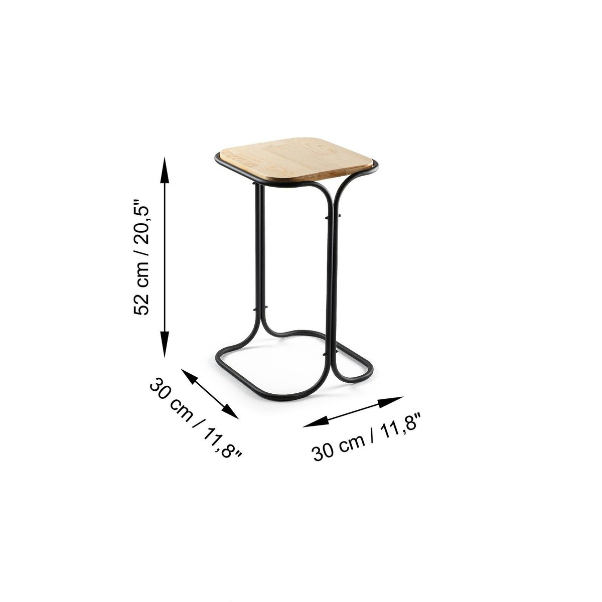Table d'appoint carrée JENA bois / métal noir, PIER IMPORT