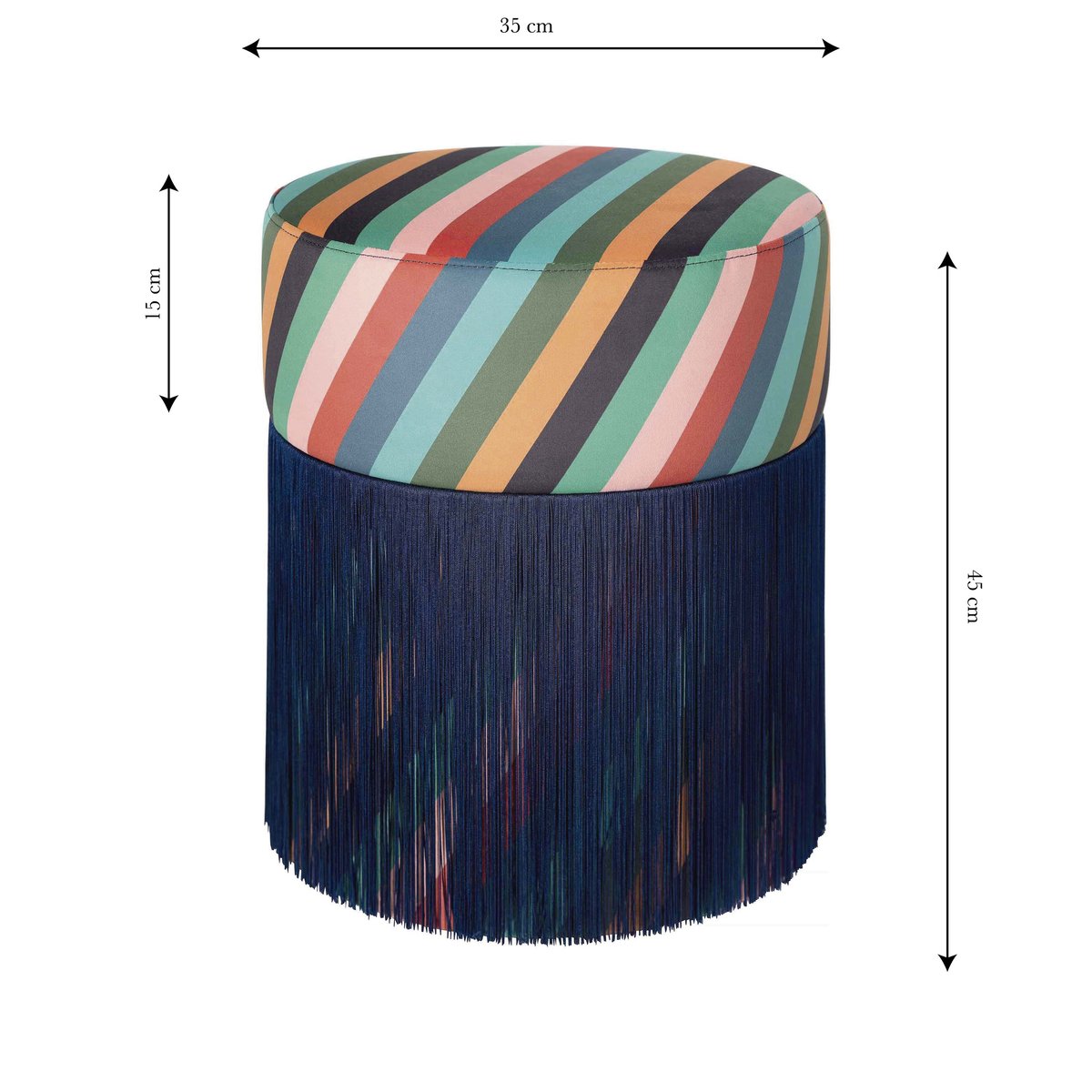 Pouf ottoman en velours OTTOMAN bleu multicolore, REALLY NICE THINGS