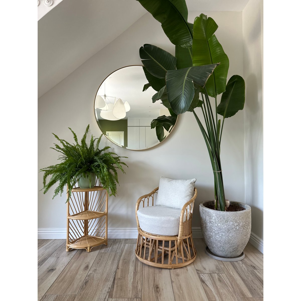 Fauteuil en rotin naturel et tissu, PALOPO beige, NORDLYS
