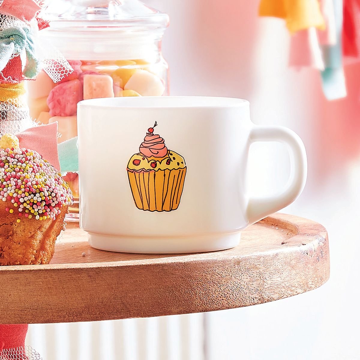 Tasse 22 cl décorée -POP GOURMANDISE blanc, LUMINARC