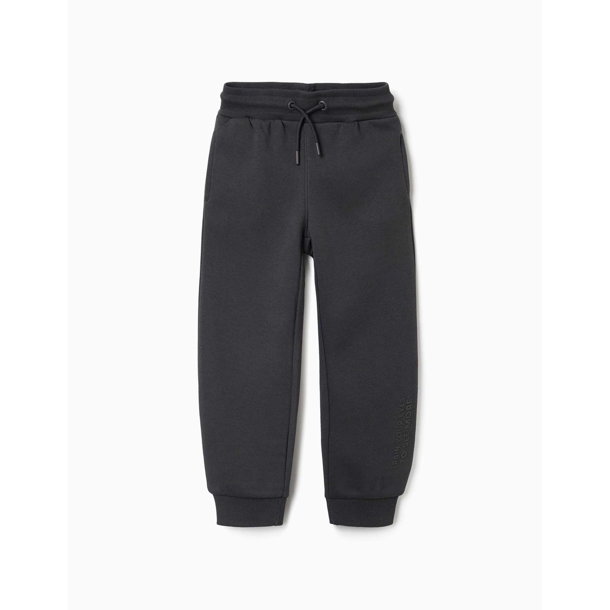 Pantalon de jogging ajusté en coton peigné avec imprimé gris foncé, ZIPPY